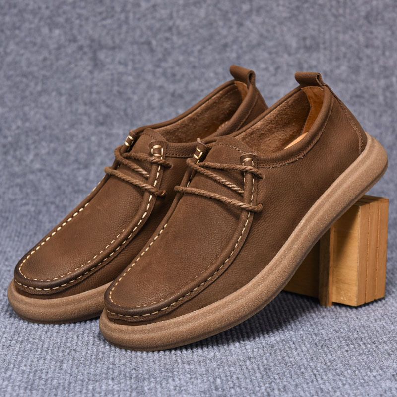 Unschlagbare Qualität Neue einlagige Herren-Freizeitschuhe aus Leder mit weicher Oberfläche, Rindsledersohle, verschleißfesten Schuhen, atmungsaktiv im Sommer_voghion.com