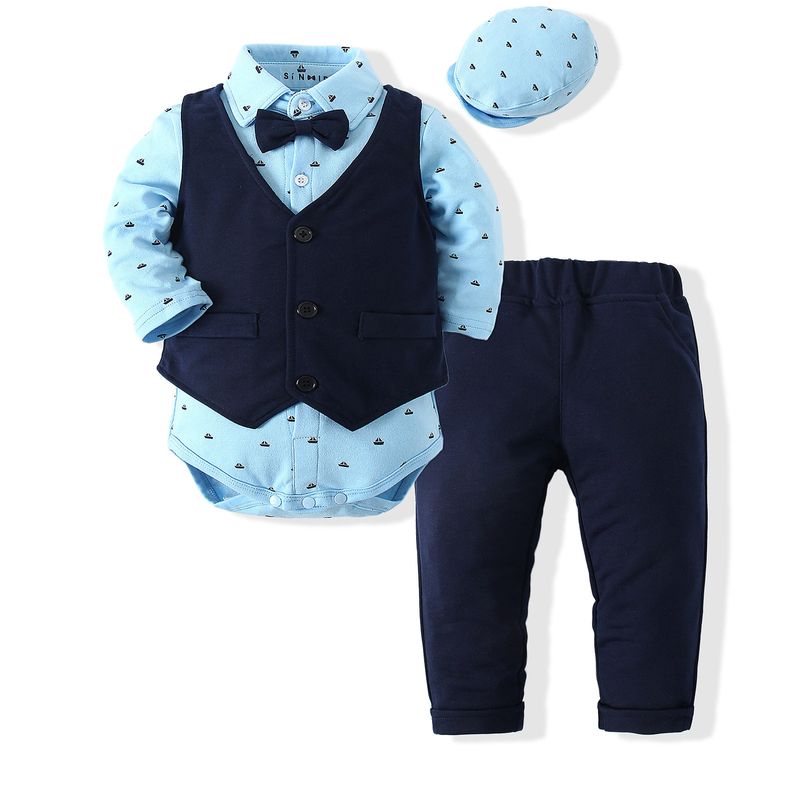 Kinderbekleidung Festival Gentleman Wear Langarm einteilige Weste Weste Hose Hut_voghion.com