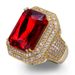 Jewelry & Accessories Gold Plated Gold Plated Micro-Pave Zircon Hip Hop Ring With Ruby For Men - Geometric Design Statement Jewelry (Sizes 7-11)_voghion.com