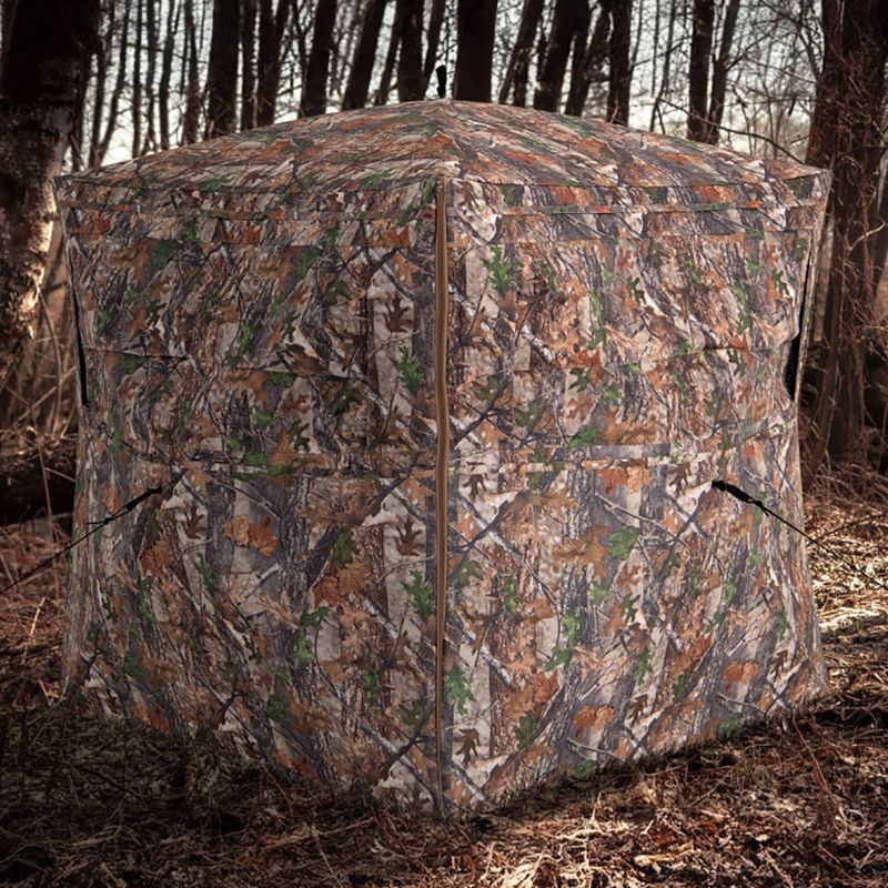 Hunting Blind 360 Degree One-Way See-Through Ground Blind For 2-3 Person_voghion.com