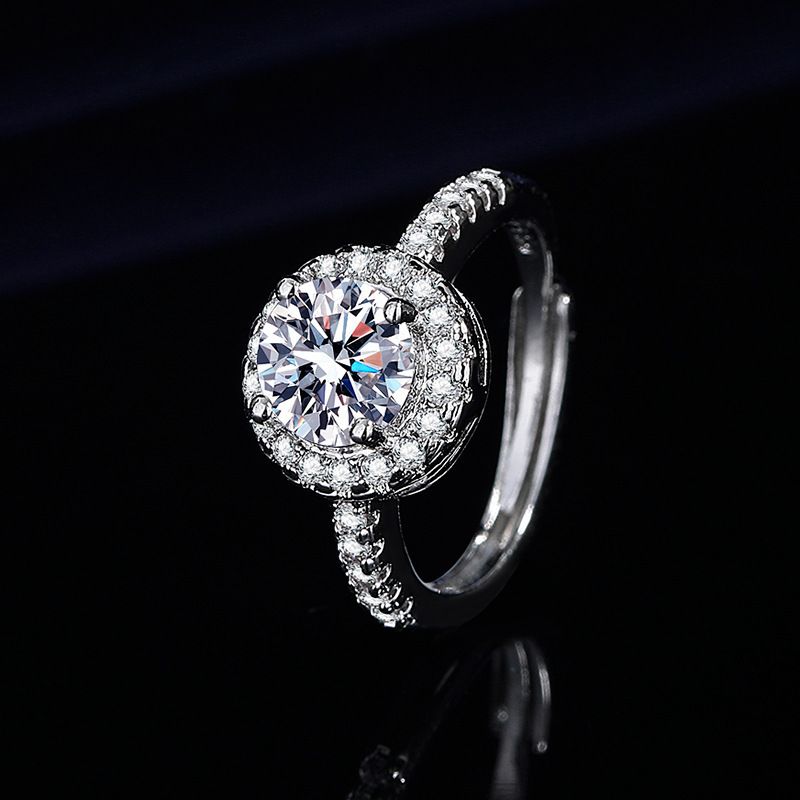 Canlı Moda Moissanite Prenses Yuvarlak Çanta Dört Parça Set Yüzük Küpe Kolye Kadın Takıları_voghion.com