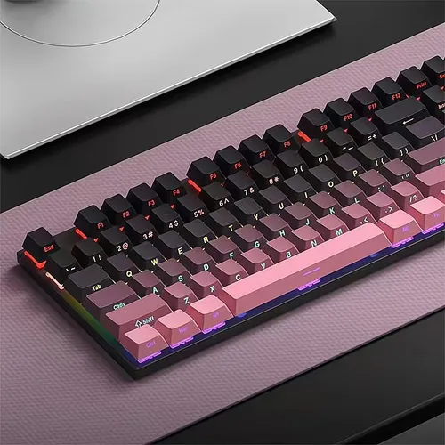Mechanische seitliche Gravur Schwarze Rose, allmählich wechselnde Farbe, durchscheinende Tastenkappe, kreative Persönlichkeit, Spiel, Büro, Tastatur geeignet_voghion.com