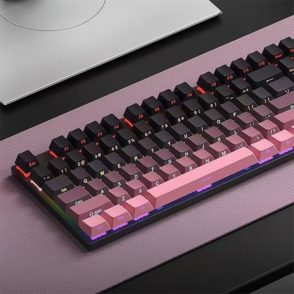 Mechaniczna grawerowana boczna czarna róża stopniowo zmieniająca kolor przezroczysta nakładka na klawisze kreatywna osobowość gra biuro klawiatura odpowiednia_voghion.com