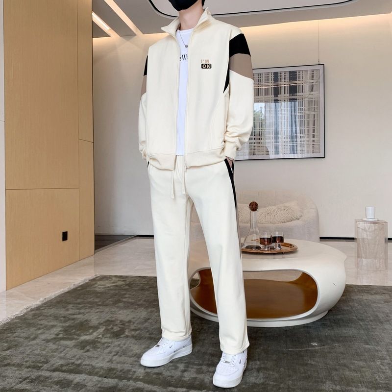 Männerkleeder Casual Sportsanzich fir Männer, nei zweedeeleg Anzich fir Hierscht a Wanter, schéi Jacketten fir Männer, trendy Marken, passend Sätz_voghion.com