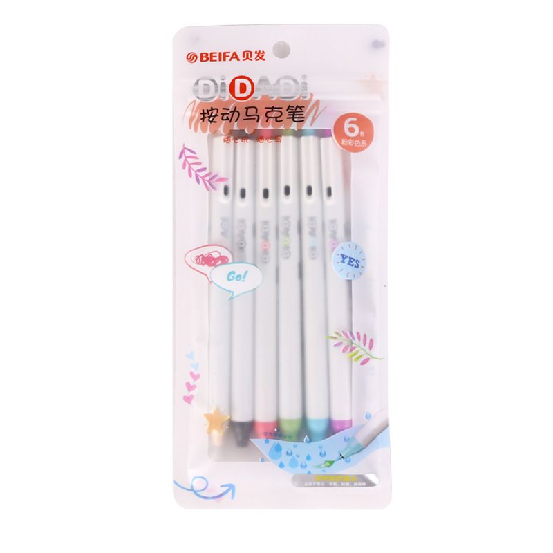 Farbiger Push-Marker-Stift, ungiftiger Aquarellstift auf Wasserbasis für Kinder, Malstift für Schüler, Kunsthakenstift mit austauschbarem Kern_voghion.com