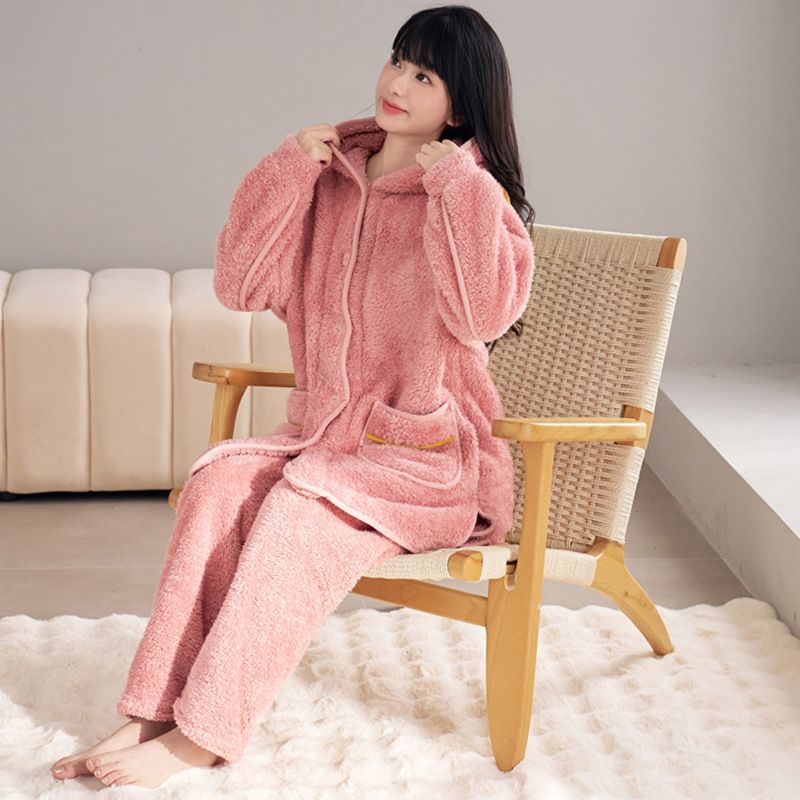 2024 New Northern Lamb Velvet Couple's Pajamas with High Light Luxury, Thickened, Suitable for Leisure, Outerwear, Home_voghion.com