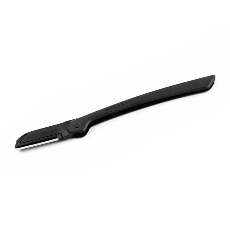 Rasoio per sopracciglia nero con lame in acciaio inossidabile, pieghevole, rifinitore di precisione per sopracciglia e peli del viso_voghion.com