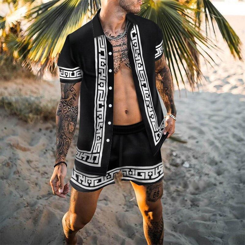 Herenkleding Lente Heren Shorts Casual Losse Strand Pak Korte Mouw Overhemd_voghion.com