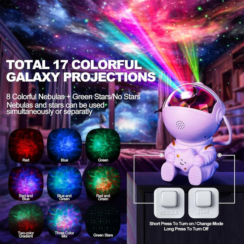 Astronaut Starry Sky Projector Adult Night Light Star Projector LED Astronaut Lamp Galaxy Projector For Bedroom Playroom_voghion.com