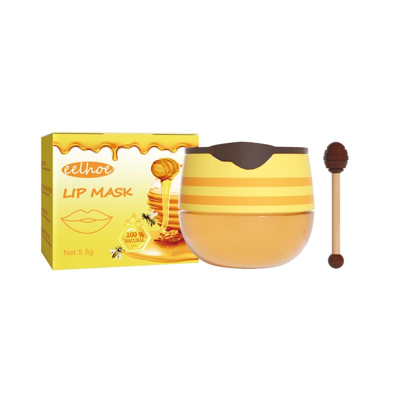 EELHOE Hunneg-Äerdbier-Lippenmask, mat Lippenbürsch fir ze befeuchten, dout Haut ze entfernen, Lippenmask ze verschwannen, Lippenlinnen sinn einfach opzehuelen an net fetteg_voghion.com