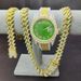 Hip Hop Quartz Men's Watch With Cuban Link Bracelet & Necklace Set - Stylish Square Dial Alloy Wristwatch For Men_voghion.com