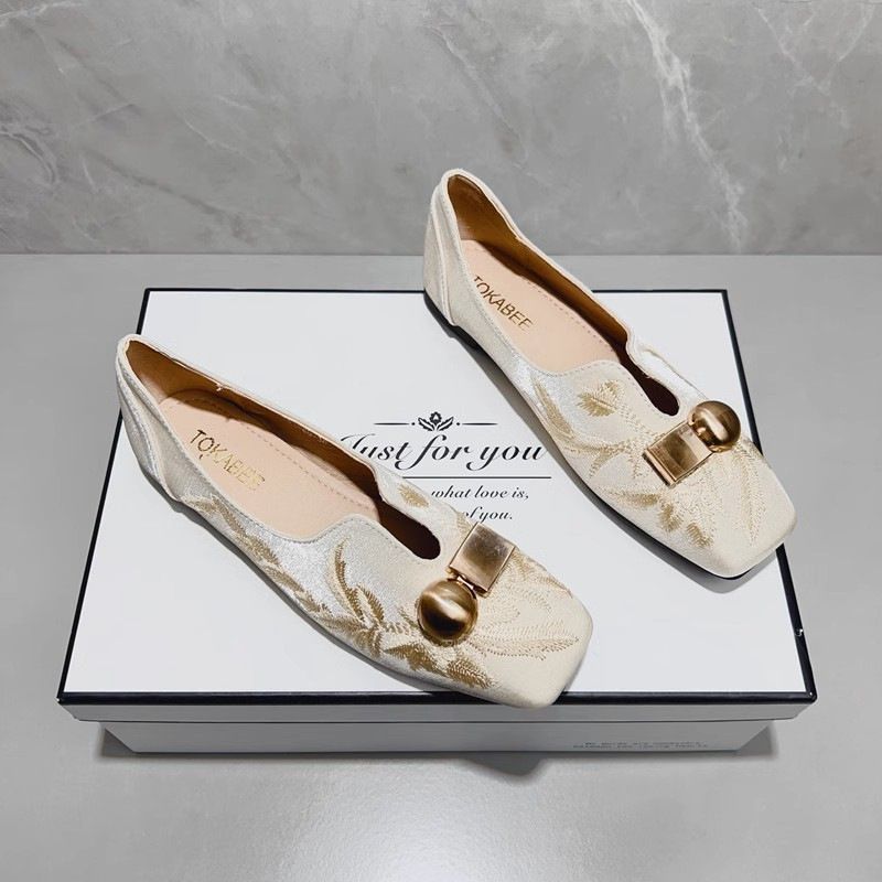 Retro New Chinese Low-heeled Women's Shoes Versatile Square Head Single Shoes Women's Doudou Shoes Flat Loafers_voghion.com