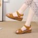 Große 2024 Sommer Neue Casual Open Toe Velcro Mid Damen Slope Heel Sandalen_voghion.com
