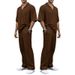 Summer Sports Suit Solid Color Lapel Collar Short-sleeved Trousers Men's Casual Two-piece Set_voghion.com