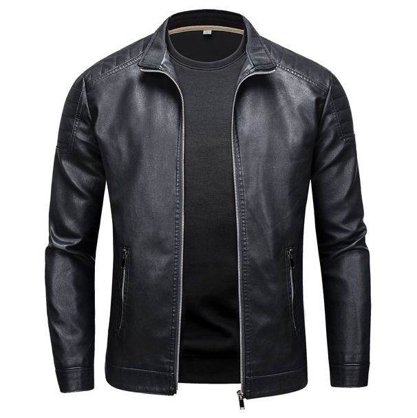 Heren Casual Slim Fit Motorfiets PU Leren Jas, Heren Koreaanse Versie_voghion.com