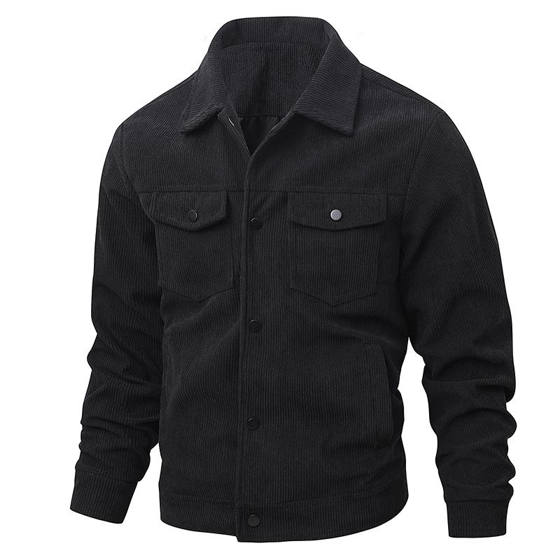 Herren Cordjacke Slim Fit Lässiger Vintage-Stehkragen Winddichter Leichter Polyestermantel Für Frühling Und Herbst_voghion.com