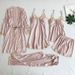 Silky Satin Sleepwear Set For Women - 5-Piece Lingerie & Robe Combo With Adjustable Straps, Plus Size Available_voghion.com