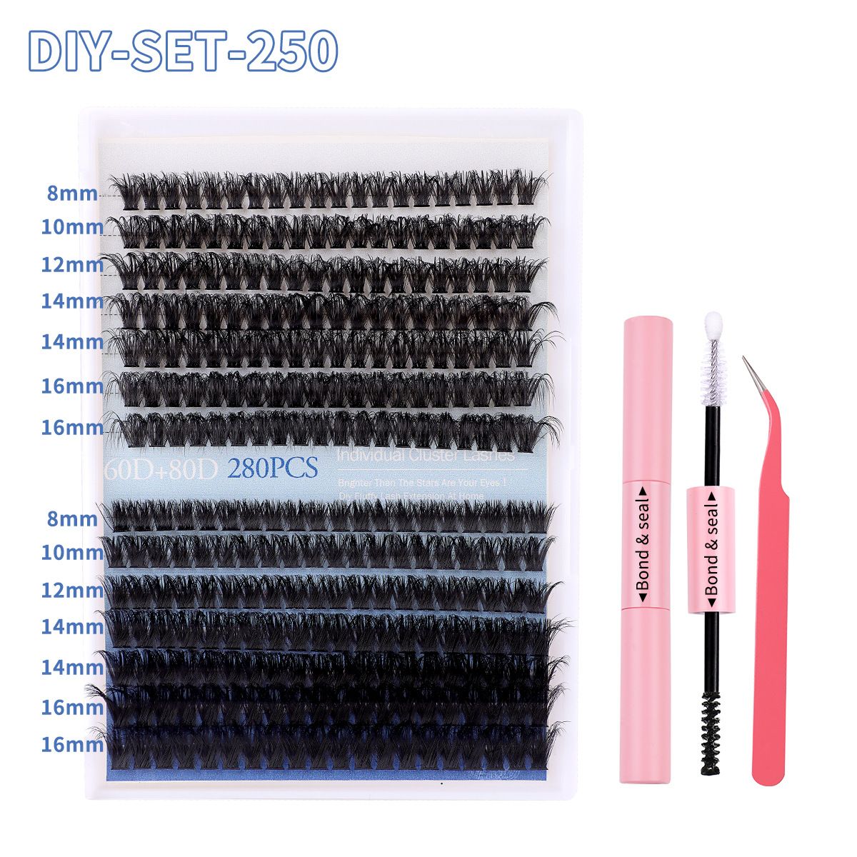 300 Cluster Single Cluster False Eyelashes Kit 80D 100D Dense D-Curl Segmented For Grafting_voghion.com