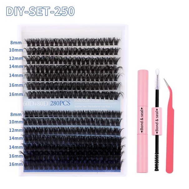 300 Cluster Single Cluster False Eyelashes Kit 80D 100D Dense D-Curl Segmented For Grafting_voghion.com