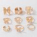 New Bohemian Butterfly Ring Set Geometric Simple Hollow Nine-piece Ring Set_voghion.com