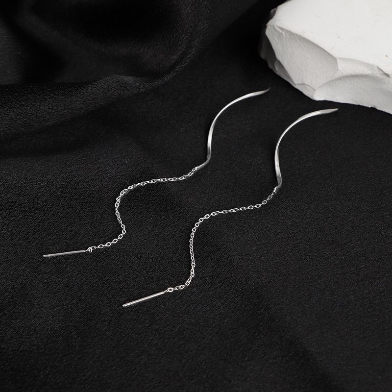 1 paio di orecchini pendenti in acciaio al titanio tinta unita stile semplice casual onde_voghion.com