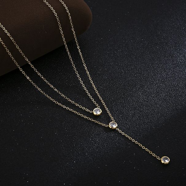 Trendy Doppellagige Halskette Aus Titanstahl - Minimalistische Schlüsselbeinkette Für Damen (Ins Einfaches Design, Nischen-Netz-Rot-Stil)_voghion.com