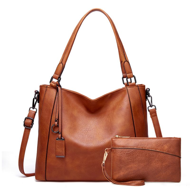Borsa da donna semplice, borsa per mamma e bambino, borsa a tracolla alla moda, borsa a tracolla grande e capiente in PU con texture retrò_voghion.com