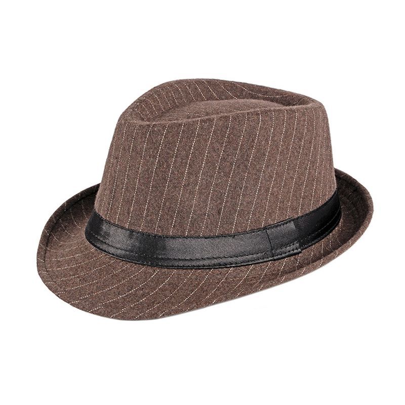 Drivedirect Jazz Cap Breetrand Klasseschen Hierscht-Wanter Sträifendesign Fedora Hutt fir den Alldag_voghion.com