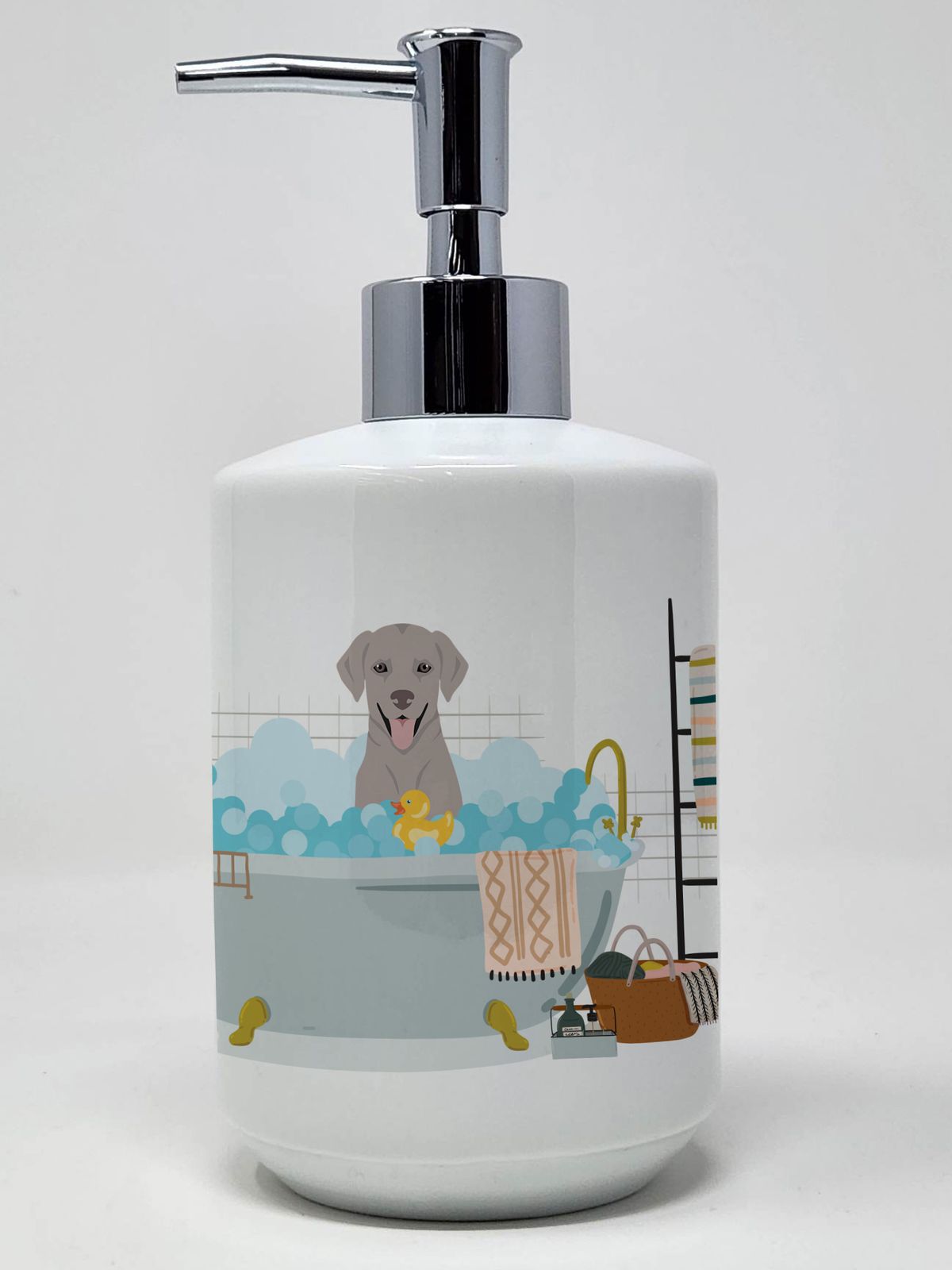Gray Labrador Retriever Ceramic Soap Dispenser Hand Soap Dispenser Pump Bottles for Bathroom Kitchen, Empty Refillable Liquid Soap Container_voghion.com