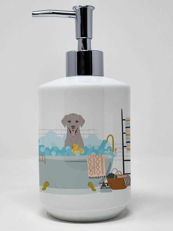 Gray Labrador Retriever Ceramic Soap Dispenser Hand Soap Dispenser Pump Bottles for Bathroom Kitchen, Empty Refillable Liquid Soap Container_voghion.com