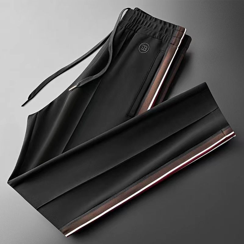 Men's Clothing goods light luxury 2024 spring and summer fashion trend contrast color ribbon thin men's straight sports sweatpants casual pants men_voghion.com