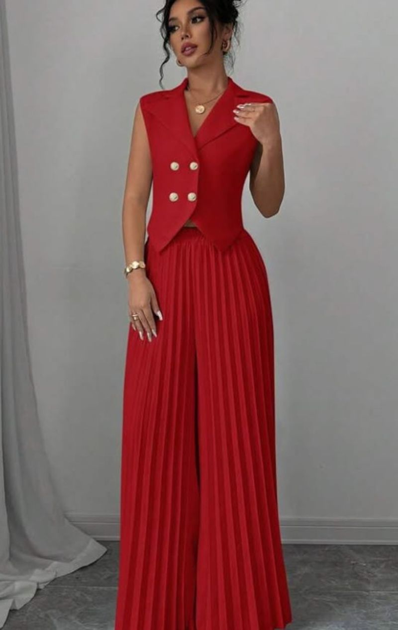 New Fashion Vest Vest Pleated Skirt Suit Women's Clothing_voghion.com
