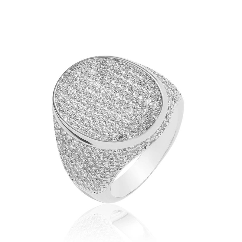 Ovaler, mit Mikropflaster versehener Zirkonia-Ring mit voller Persönlichkeit, trendiger Marken-Rap-Diamantring für Herren_voghion.com
