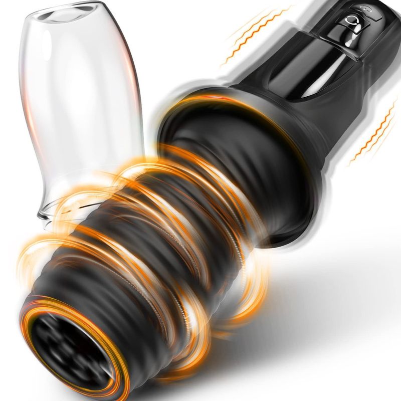 Black Diamond Rotating Fully Automatic Electric Aircraft Cup Vibrating Male Masturbator Penis Exerciser Adult Sex Toys_voghion.com