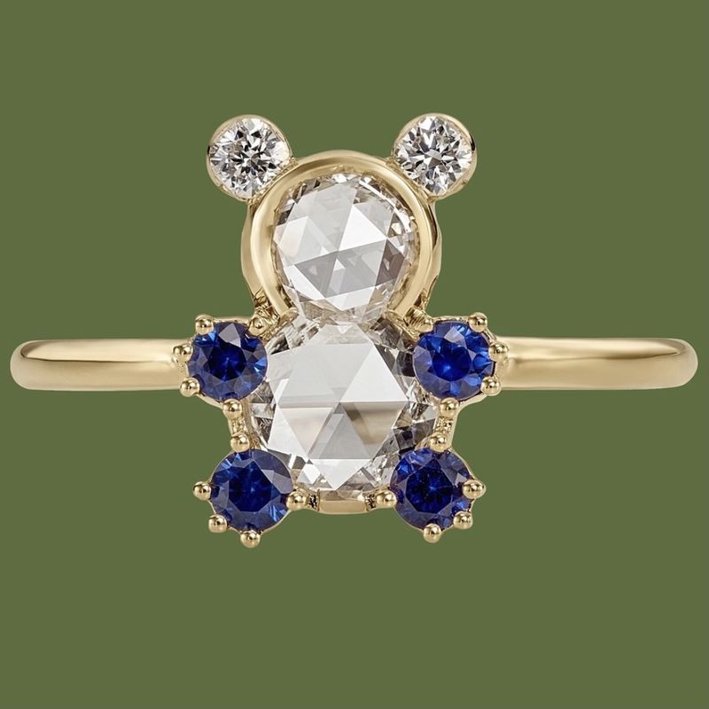 Anillo de osito de peluche sencillo y bonito, diseño de nicho, accesorios de la serie de parques de atracciones, regalos de cumpleaños_voghion.com