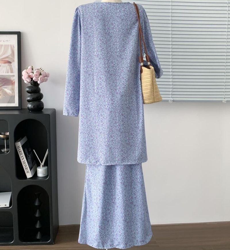 Damenbekleidung 2024 Neues malaysisches, muslimisches bedrucktes Anzugkleid_voghion.com