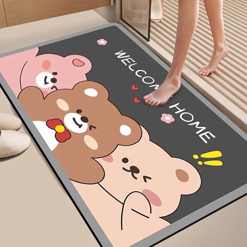 Diatomaceous Earth Bathroom Mat Doorway Non-Slip Mat Water Absorbent Quick-Dry Household Foot Mat Cartoon Carpet_voghion.com