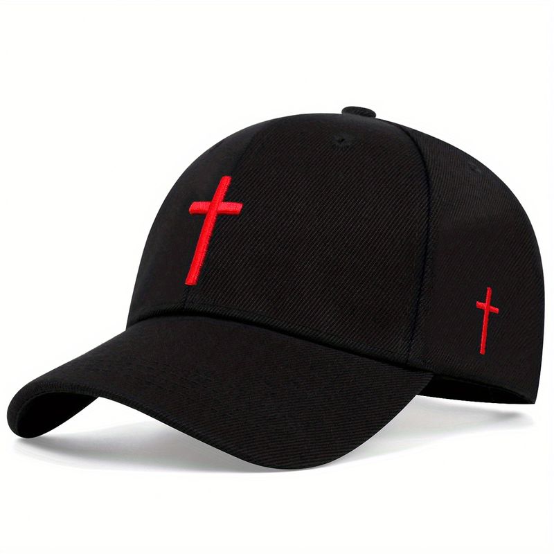 Cross Embroidery Simple Baseball Cap Solid Color Casual Dad Hats Unisex Sunscreen Sports Hat_voghion.com