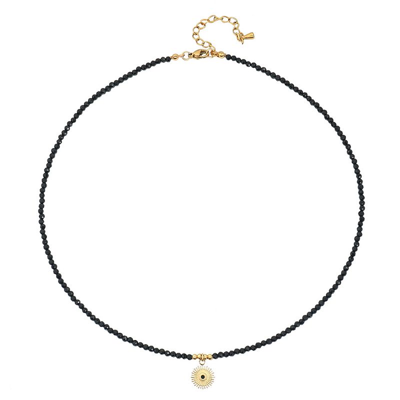 Colar com pingente feminino feito à mão, estilo simples, geométrico, cristal artificial, titânio, aço, contas_voghion.com