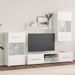 Fünfteilige Wohnwand TV-Schrank mit LED-Beleuchtung Weiß_voghion.com