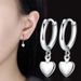 925 Sterling Silver Plated Dangle Heart Huggie Hoop Earrings Women Girl TH3_voghion.com