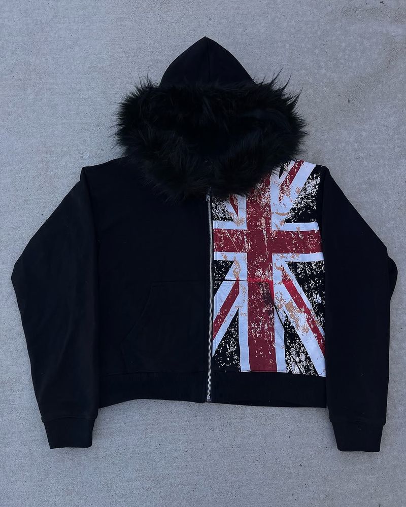 Y2K Anime Print Hoodie With Faux Fur Trim - Oversized Streetwear Sweatshirt, Retro Cartoon Pullover With Pocket, Unisex Casual Fashion​_voghion.com
