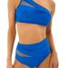 Women's Clothing Split Solid Color Mesh Splicing Bikini Multi Color Pleated Fashion Swimsuit_voghion.com