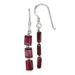 Sterling Silver Polished Triple Rectangle Garnet Dangle Earrings_voghion.com