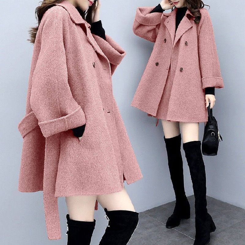 New women's camel two-piece woolen coat fashion woolen skirt suit_voghion.com