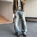 Vintage Distressed Washed Denim Jeans voor heren - Streetwear Retro Loose Fit Flared Bootcut Baggy Pants_voghion.com