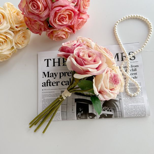 Litschi-Rose, künstliche Blumen, Simulationsblumen, hochwertige, realistische Blumenarrangements, Display, getrocknete Blumen, bionischer Blumenstrauß, leichte Luxusblumen_voghion.com