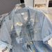 Kurzärmelige Jeanshemdjacke für Damen im Sommer, dünn, neu, klein, lässig, locker, kurze Oberteile_voghion.com