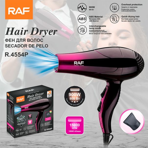 Sèche-cheveux RAF standard UE pour usage domestique, haute puissance, qualité salon, ions négatifs, air chaud et froid, respectueux des cheveux_voghion.com