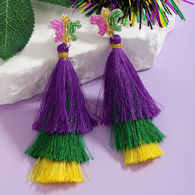 Neue farbe gewebte legierung handgemachte reis perle ohrringe modische persönlichkeit trend karneval design ohrringe_voghion.com